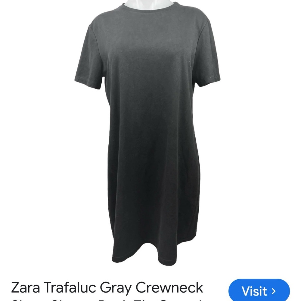 Zara Gray Short-Sleeve Crewneck T-Shirt Dress